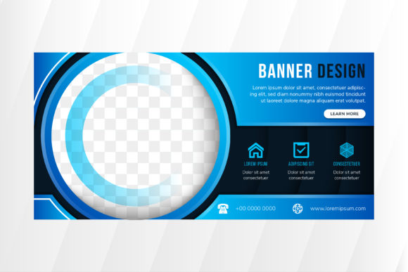 Circle Blue Gradient Horizontal Flyer Template