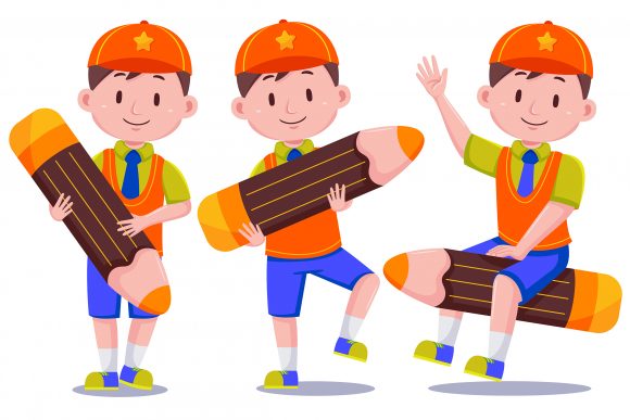 Cute Kids Boy Student with Hat 01: A Versatile Vector Asset for Creative Projects