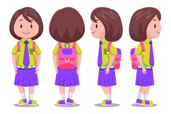 Cute Kids Girl Student Carrying Backpack: Integrating Vector Assets into Creative Workflows
