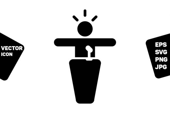 Lecturer Icon Vector: Person Speaking Visuals